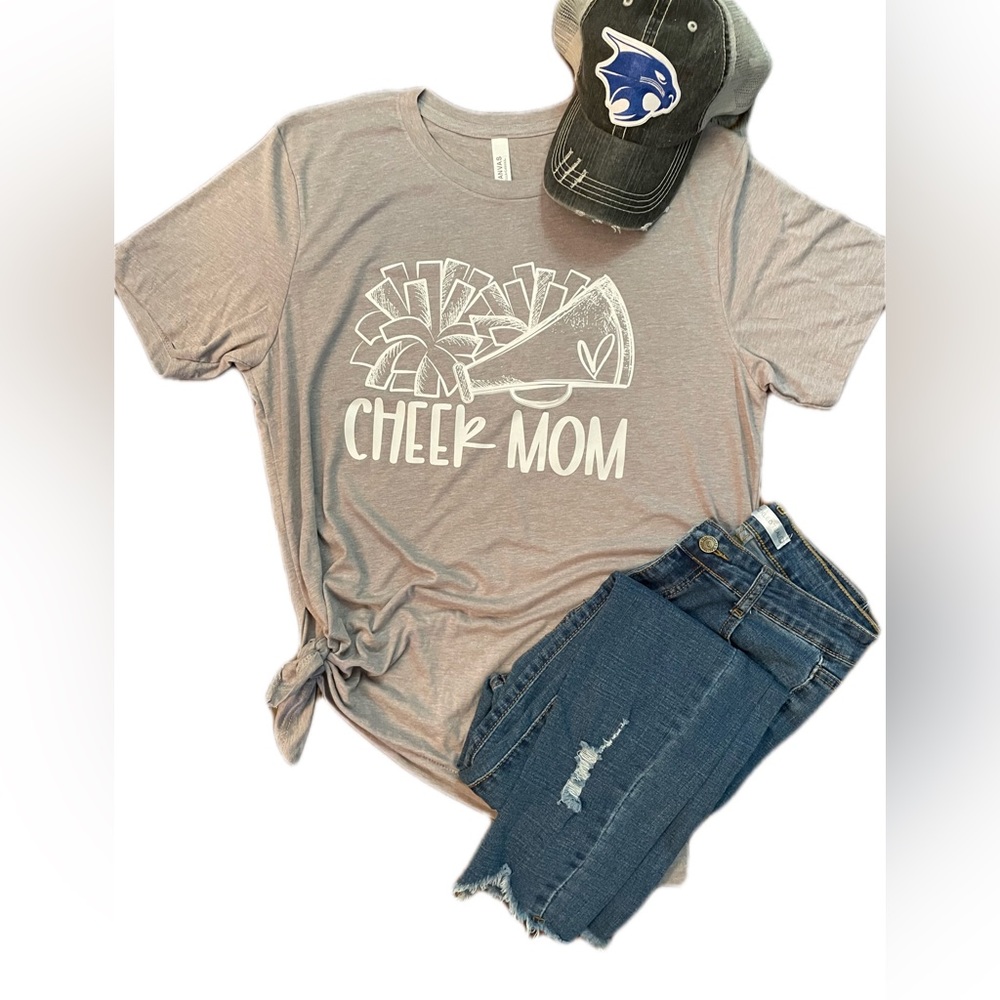 Cheer Mom Waist Tied Short Sleeve Tee (Large)